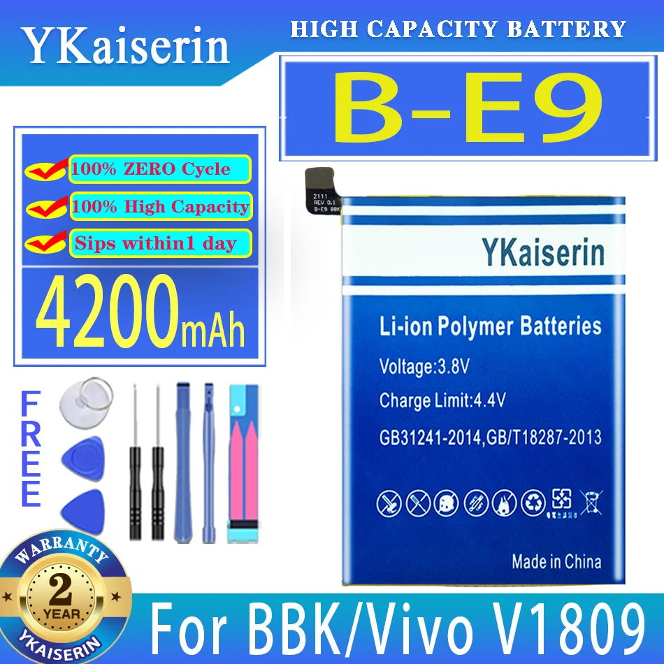 

YKaiserin 4200mAh Replacement Battery B-E9 For BBK/For Vivo V1809T V1809 V1809A Mobile Phone Batteries