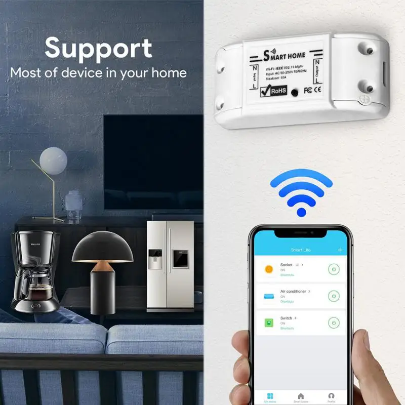 

Smart Life APP Wireless Remote Control DIY Wi-Fi Smart Light Switch Universal Breaker Timer Works with Alexa Google Home IFTTT