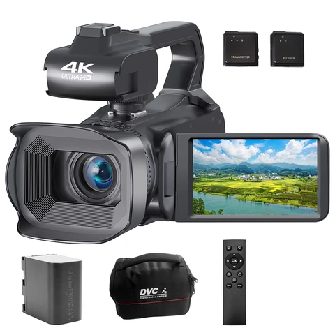 Наружная камера 4K 60FPS, видеокамера 64 мп, веб-камера для прямой трансляции Youtube, видеорегистратор с сенсорным экраном 4,0 дюйма и 18-кратным зумом