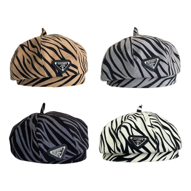

Ретро художник шляпа с узором зебры британская восьмиугольная шляпа