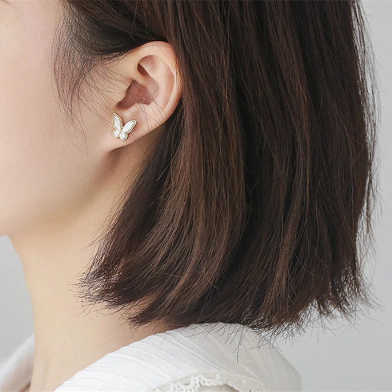 

1 Pair New Korean Fashion Bowknot Butterfly Earrings For Women Punk Cute Girl Zircon Stud Earrings Kpop Jewelry
