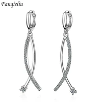 fanqieliu s925 stamp silver plated zircon drop earrings for woman luxury gift jewelry girl new trendy fql22104