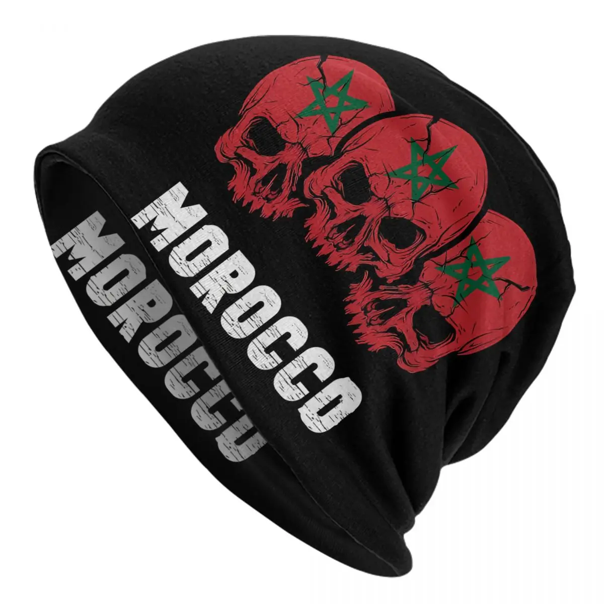

Morocco Flag Outdoor Hats Skulls With Text Thin Hat Bonnet Hipster Skullies Beanies Caps Men Women's Earmuffs