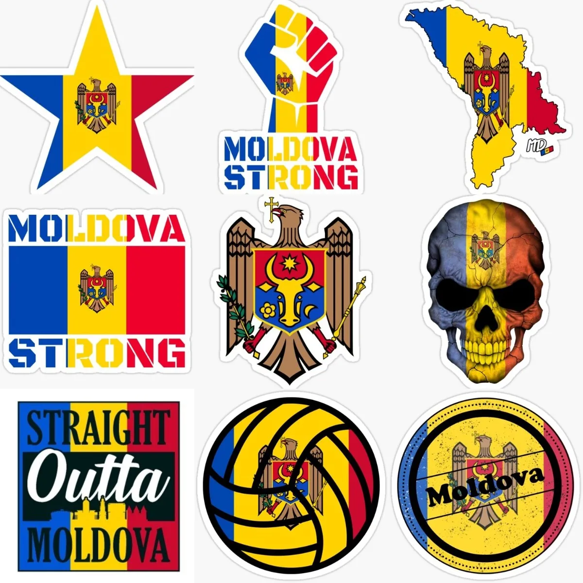 Молдовская карта MD флаг Национальная эмблема креативная наклейка для покрытия