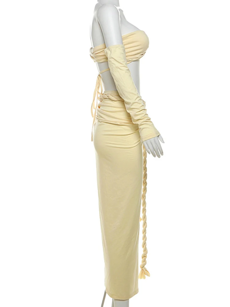 Женские комплекты из 2 предметов ByeMyLove укороченный топ с длинной юбкой женские