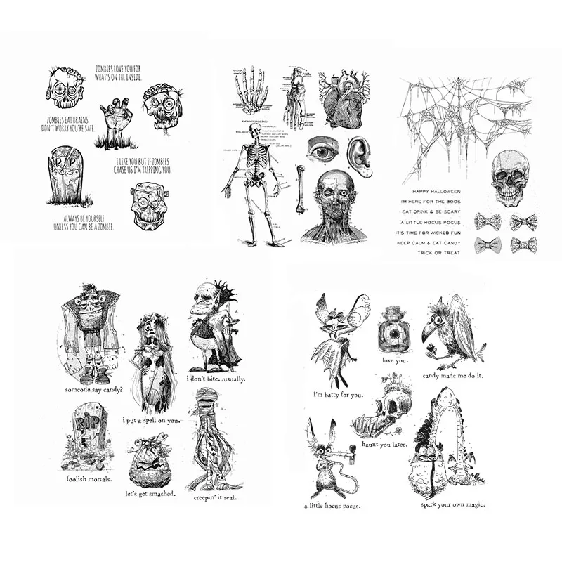 

Прозрачные штампы на Хэллоуин для «сделай сам», трафарет для скрапбукинга, карточек, бумажных поделок, альбом ручной работы, новинка, штампы со страхом и скелетом