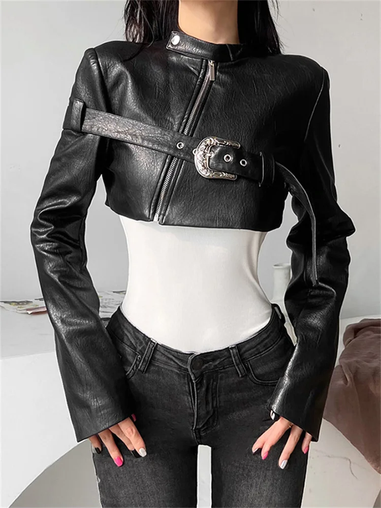

Gothic Vintage Solid Color Slim Top Harajuku Street Fashion Zipper Long-sleeved Cardigan Jacket 2022 Autumn New Women's Clothing
