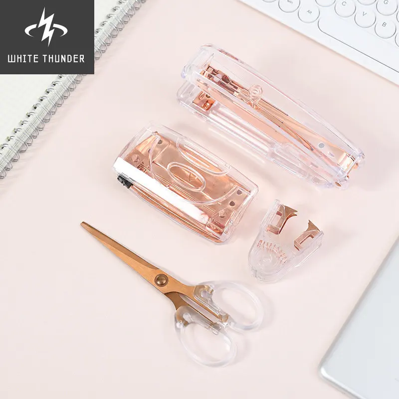 

Creative Rose Gold Stapler For Students Staple Remover Staples Tools Cute Transparent Stapler Stationery Office School Supply
