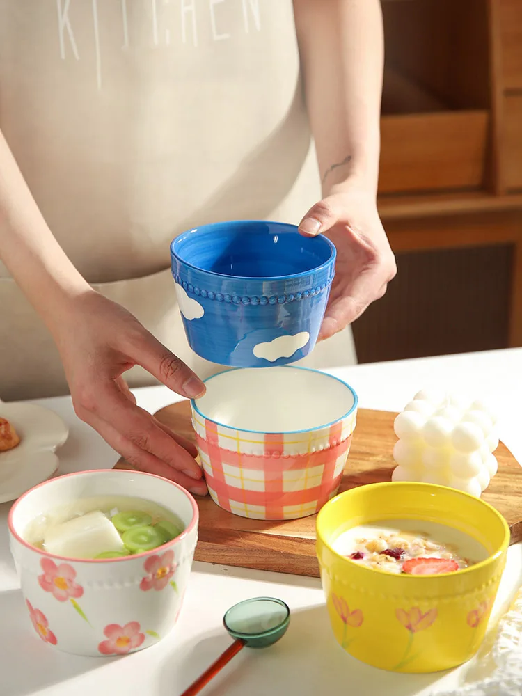 

Керамическая десертная чаша, подглазурованная посуда, посуда, бытовая чаша для пудинга, йогурта, овса
