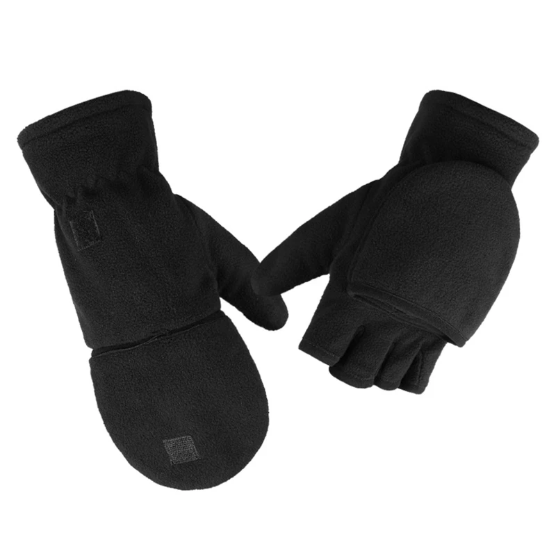 

Children Winter Windproof Fleece Fingerless Mittens with Cover for Adults Drop Shipping