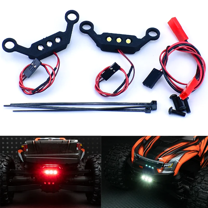 Фото Для 1/16 RC Traxxas Mini Maxx 2S автомобильная светодиодная система переднего и заднего освещения, яркая лампа, обновленные детали для фар 107154-1 №1