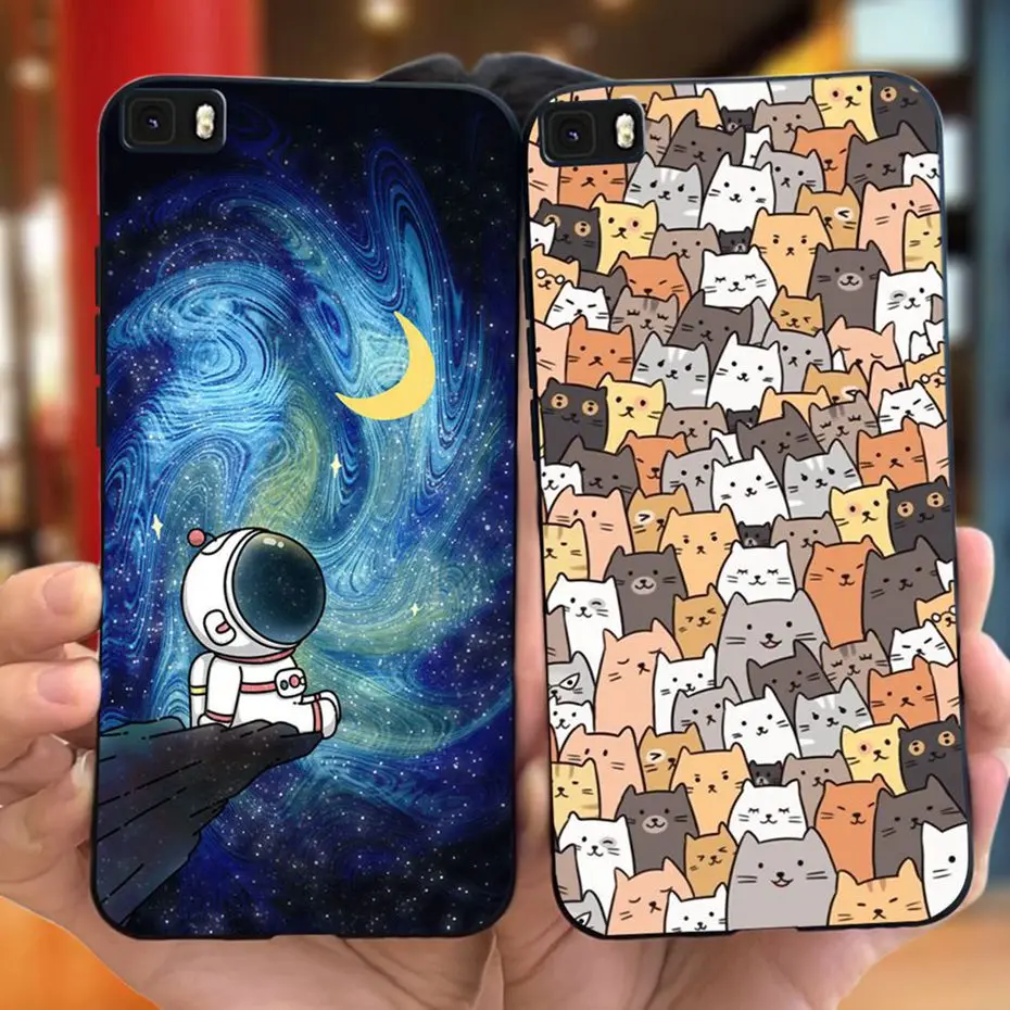 Мультяшный чехол для Huawei P8 Lite Женский милый мягкий силиконовый карамельных