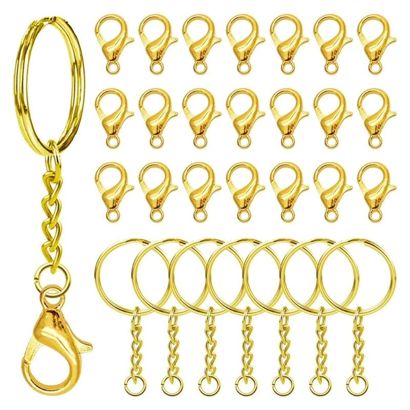 

120 Pcs/set Keychain Rings Kit for Crafts Small Screw Eye Pins Hooks Keychain Hardware with Lobster Buckle DIY Art