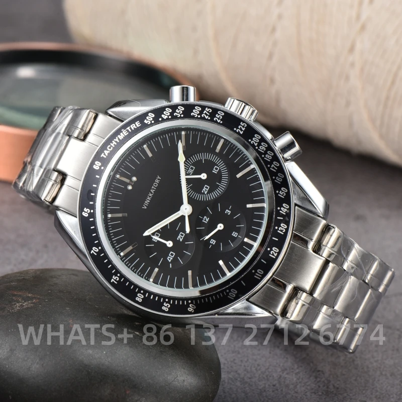 

Speedmaster Watch Men's Quartz Watches Luxury Brand Multifunctional Chronograph Stainless Steel Strap Calendar reloj hombre