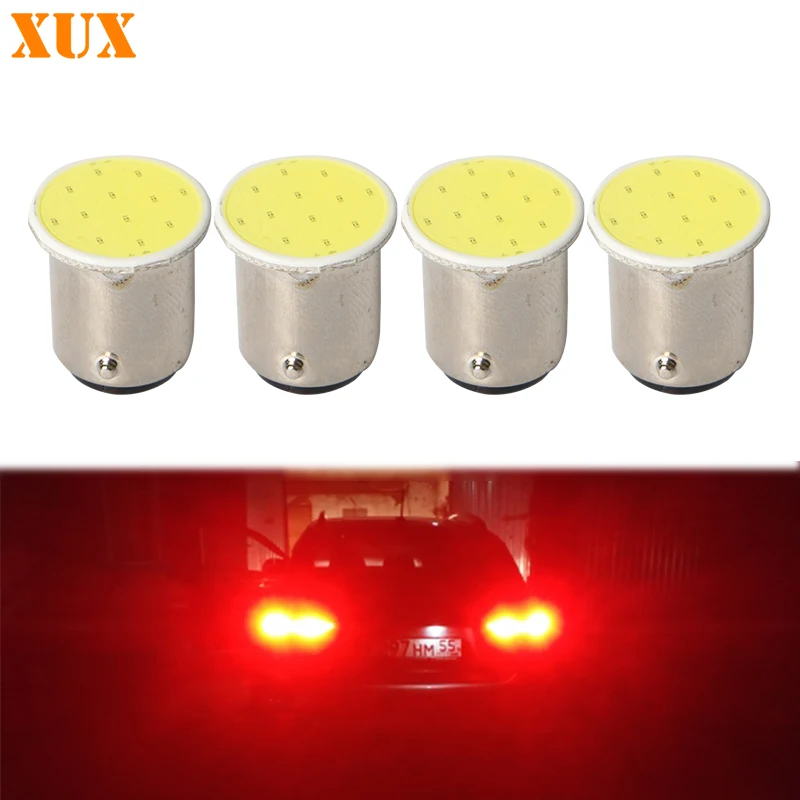 

4x LED Bulb 1157 BAY15D P21/5W 1156 BA15S P21W COB 12SMD Motorcycle Car DRL Reverse Backup Stop Brake Taillight White Red Yellow