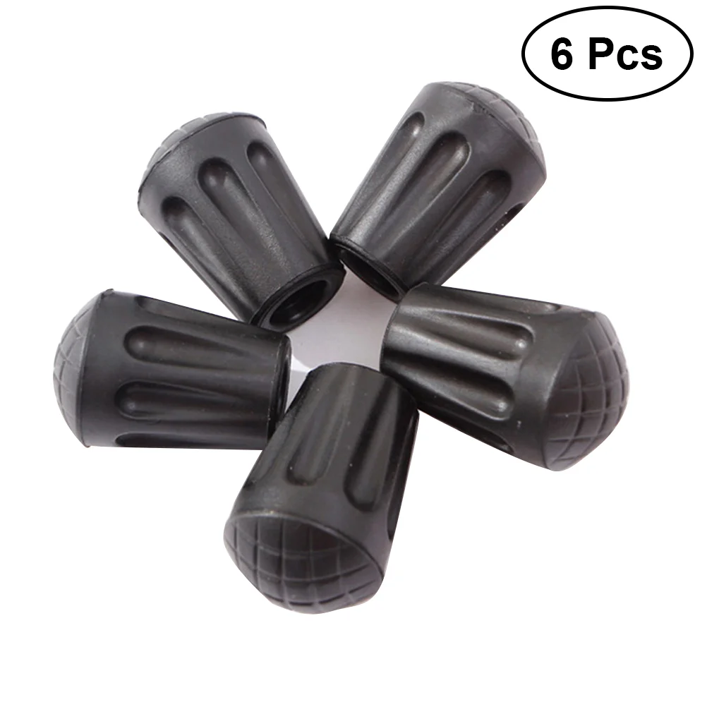

6pcs 3.3cm Walking Hiking Sticks End Cover Tips Anti-skid Crutch Tips (Black)