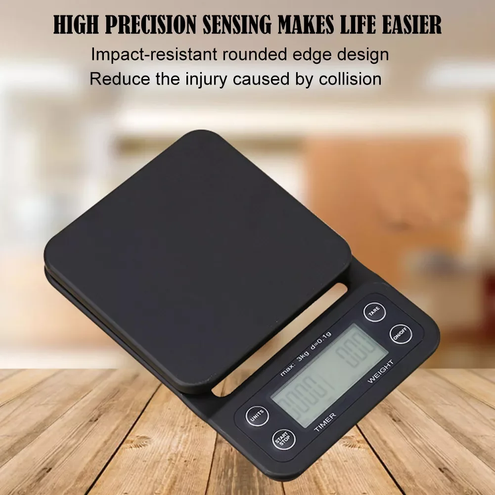 

3kg/0.1g 5kg/0.1g Drip Coffee Scale with Timer Portable Digital High Precision Electronic Kitchen Scales