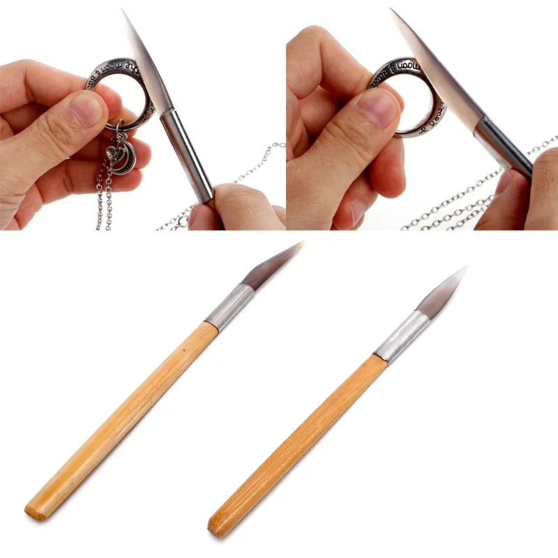 

Sword Shaped Bamboo Handle Agate Knife Polishing DIY Jewelry Polishing Tool