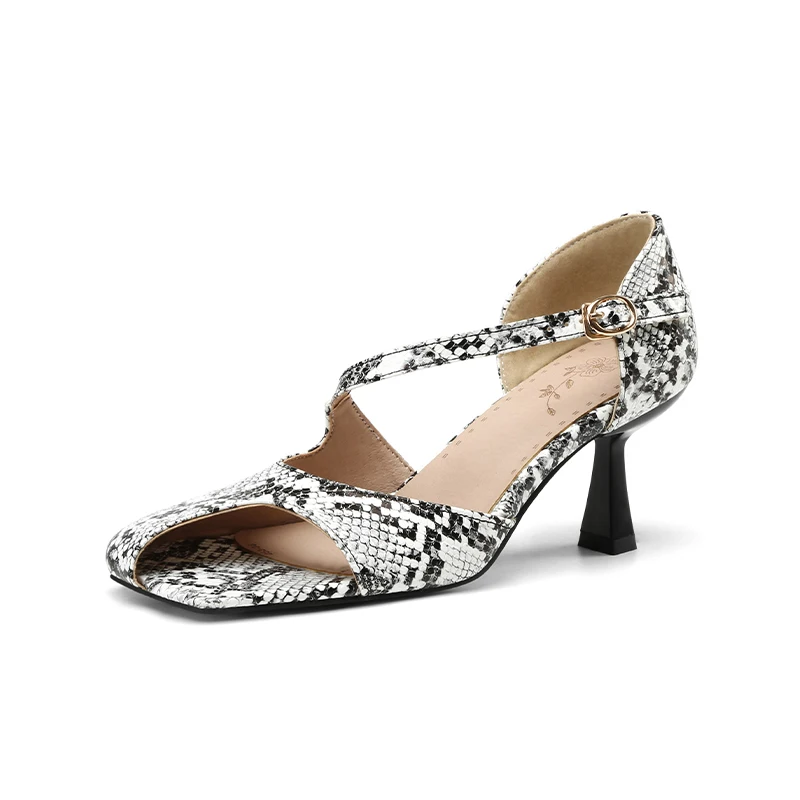 2023 new summer women sandals  plus size 22-28cm length Serpentine skin high heel sandals Gladiator sandals shoes for women