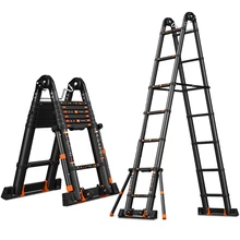 2.1m/2.5m multifunctional folding telescopic step aluminum ladder,Deformable straight ladder, anti-tilt on the side