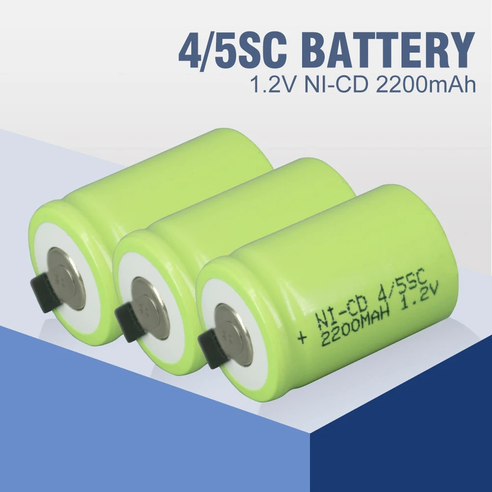 

4-20pcs 2200mAh 4/5SC 1.2V Rechargeable Battery 1.2 V Sub C NI-CD Cell with Welding Tabs for Electric Drill Screwdriver BATTERI