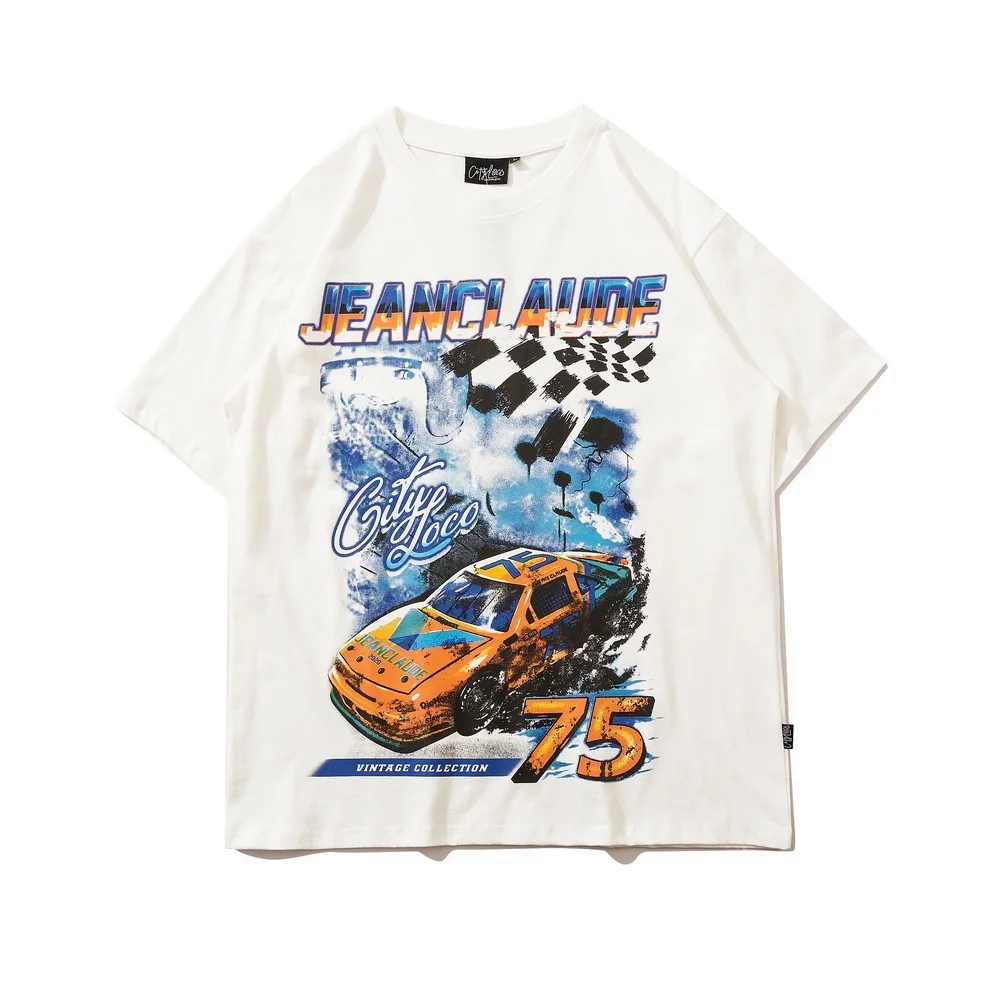 

Футболка мужская с принтом букв, хлопковая Свободная рубашка в стиле хип-хоп, с коротким рукавом, уличная одежда в стиле Харадзюку, весна-лет...