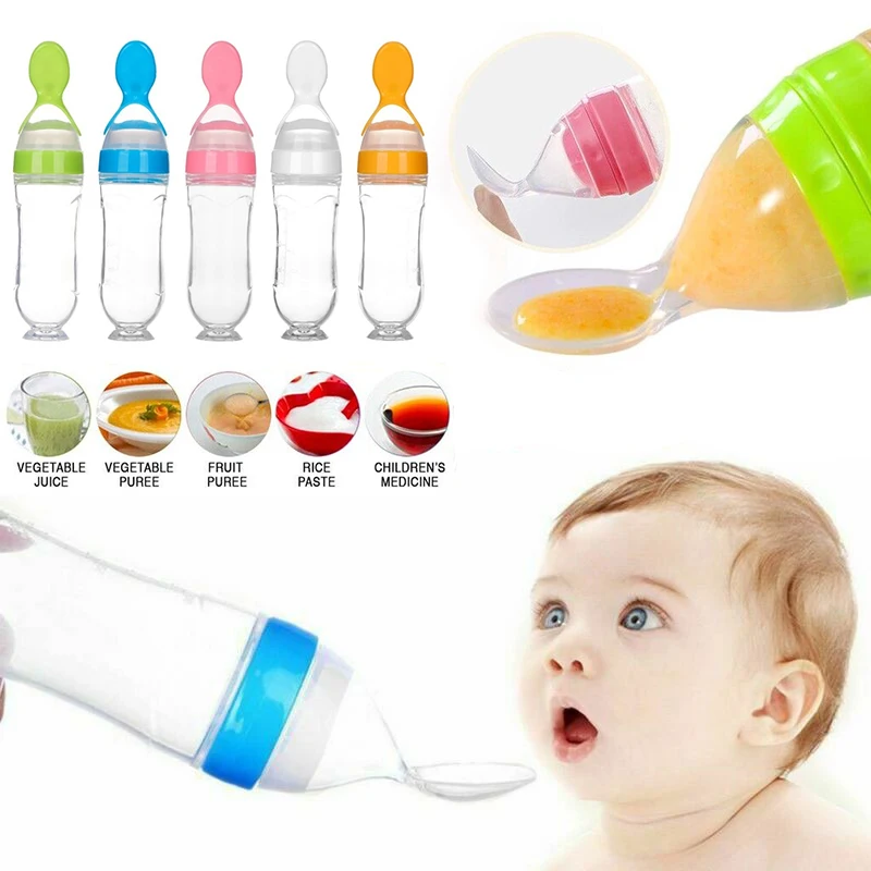 

Food Grade BPA Free Baby Toddler Infant Newborn Squeezing Food Silicon Feeding Bottle Silicone Baby Feeder