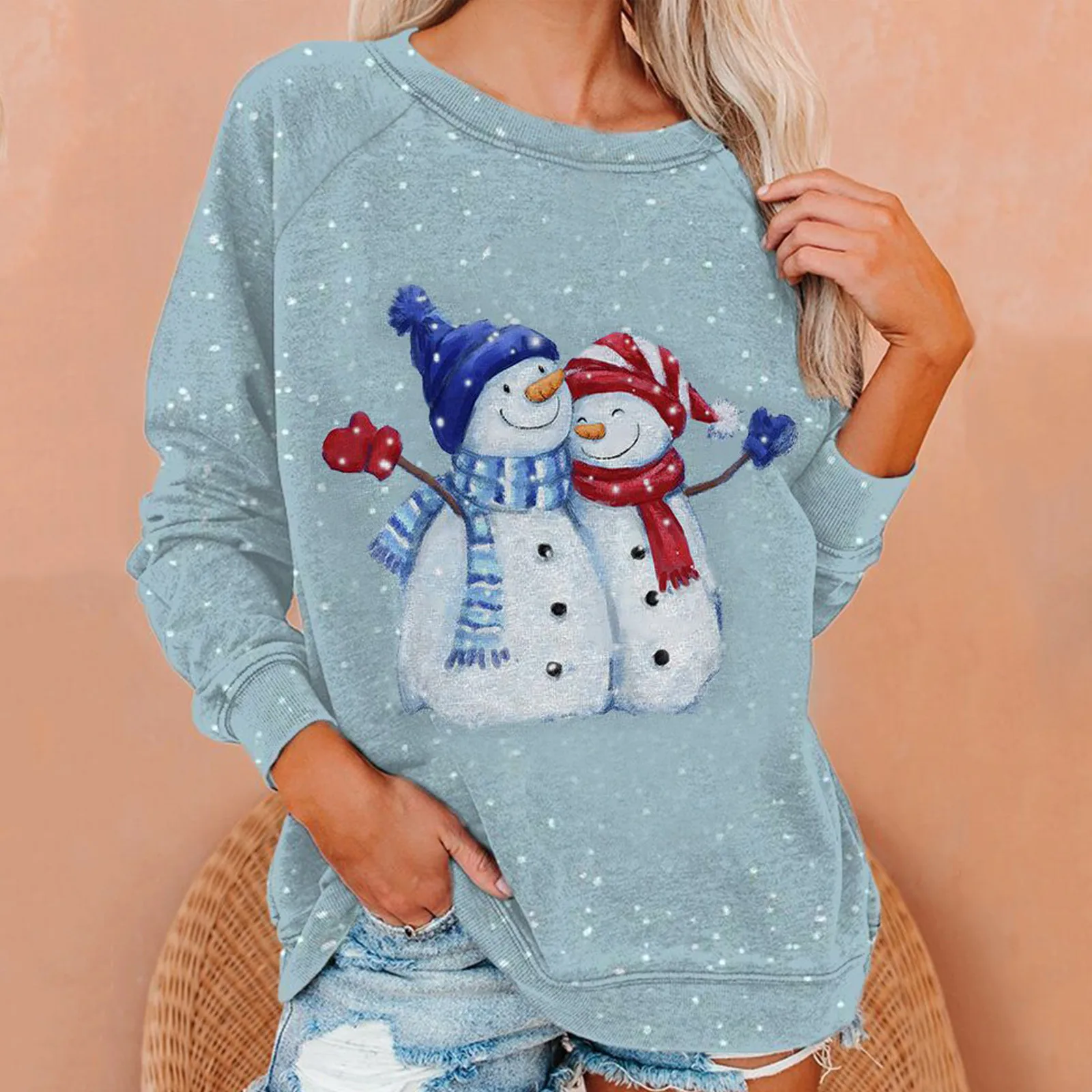 

Женская Повседневная Длинная блузка с круглым вырезом