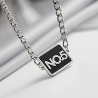 elegant no 5 tag tank chain mens titanium steel pendant necklace original jewelry for man birthday gifts never fade hot sell