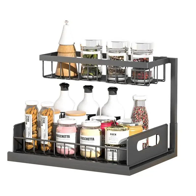 

2 Tiers Iron Dish Drainer Stainless Kitchen Dish Rack Storage Shelf Wall Mounted Bowl Drain Rack Knife Holder Kitchen Gadgets