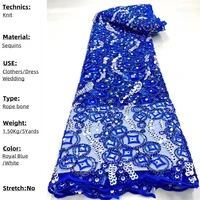pgc royal blue sequins african french lace fabric 2022 high quality tulle lace material bridal for nigerian wedding dress dp0002