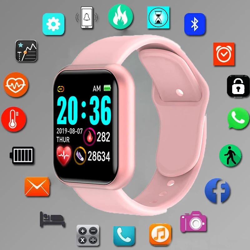Reloj deportivo inteligente Y68 para hombre y mujer, pulsera con seguimiento de pasos, calorías, Monitor de salud, Bluetooth, para Android e IOS, D20