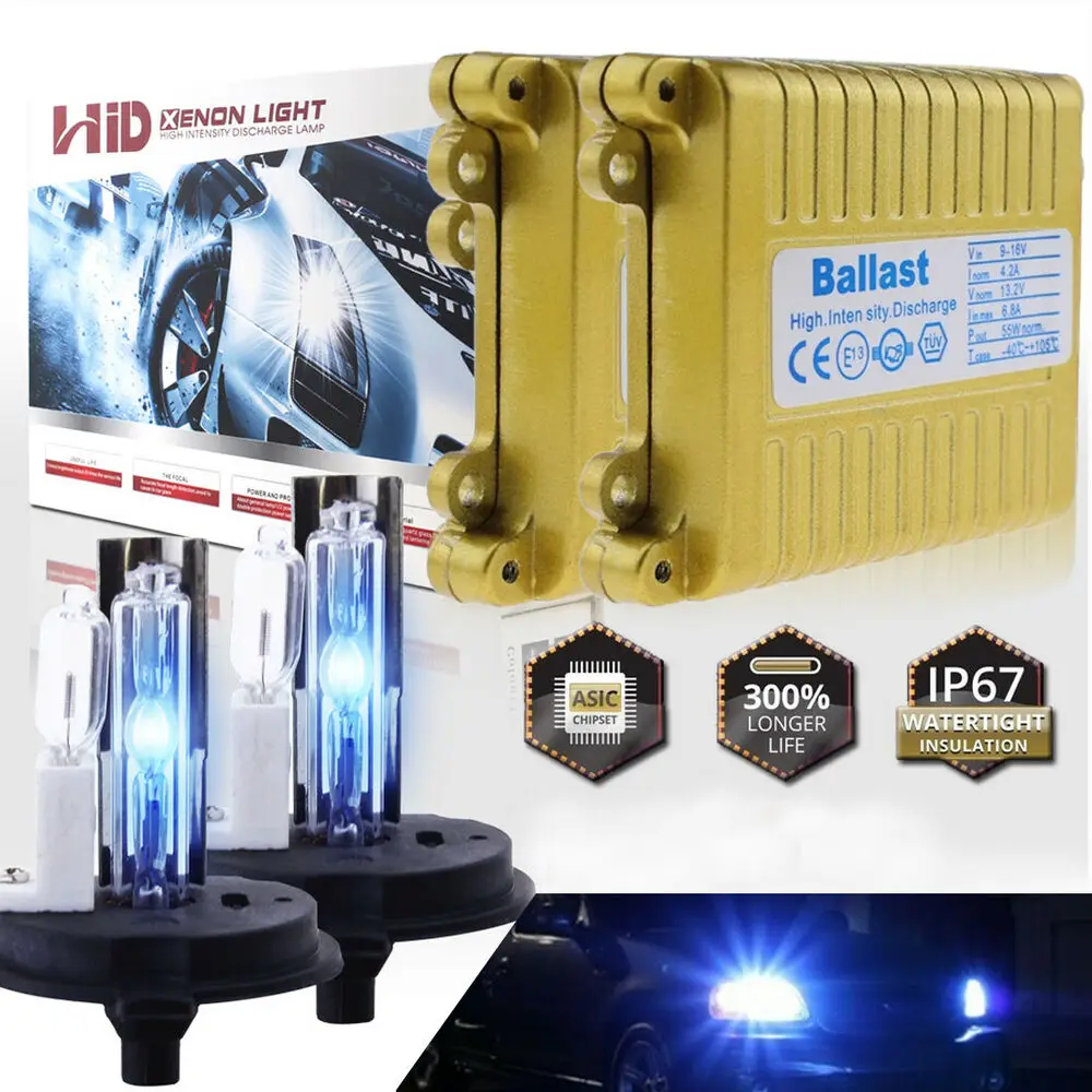 

55W Glofe H4 9003 Hid Xenon Headlight Bulbs Kit Hi/Lo Beam 30000K Deep Blue