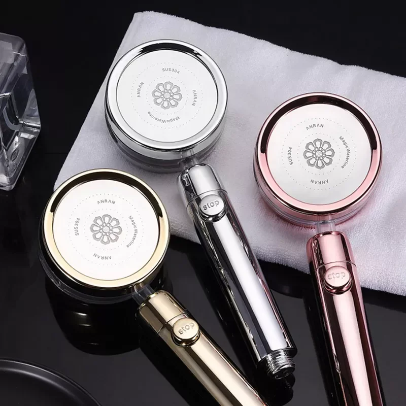 

NEW ZhangJi 360 Degrees Rotating Shower Head Double-sided Sprayer Turbocharged with Stop Button Bathroom Nozzle Accessories