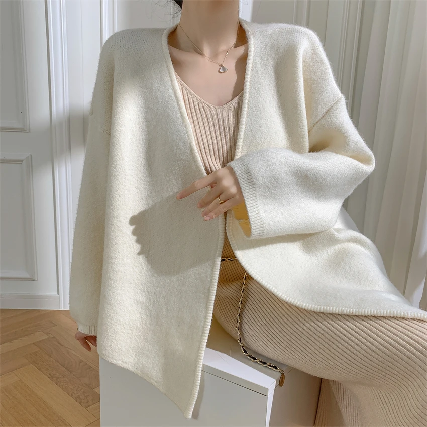 Fashion Heavy Weight, High Weight, Knitted Cardigan, Large Sweater, French Lazy Style, New Loose and Thick women's Dress  2023
