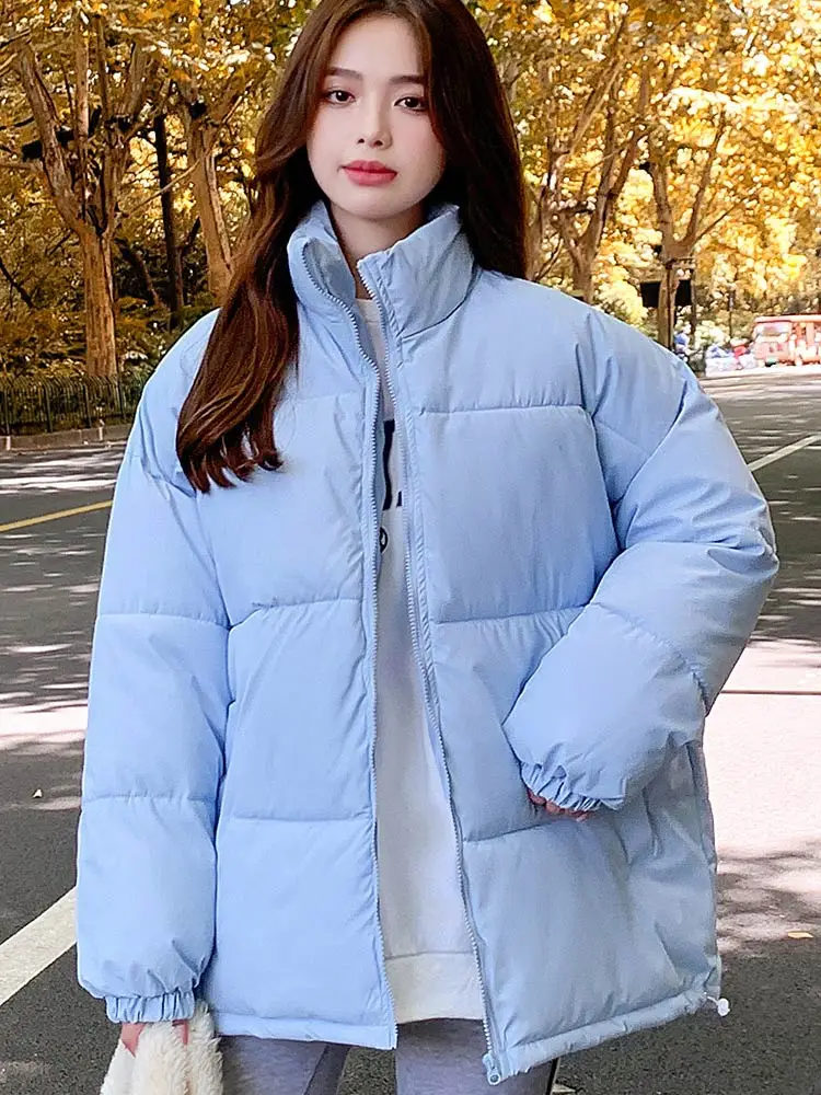 Vielleicht 2022 New Jacket Winter Women Coat Cotton Padded Puffer Jacket Loose Thicken Stand Collar Winter Coat Women's Clothes