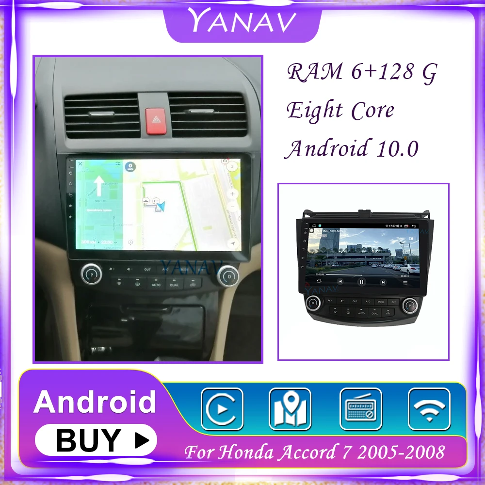 

Автомагнитола 2 Din на Android, стереоприемник для Honda Accord 7 2005-2008, GPS-навигация, видео, мультимедиа, mp3-плеер с 360 камерами