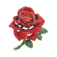 creative heavy industry style rose retro rhinestone flower brooches for women weddings party casual brooch pins gifts