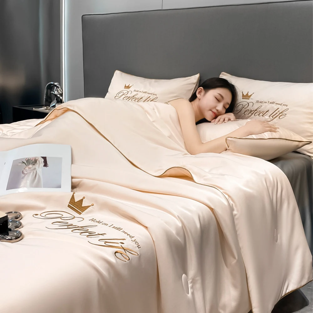 

YanYangTian Summer Cooling Silk Blankets Cool Quilts Bedroom Hotel Nap Air Conditioner Quilt Comforter Bedspread for queen beds