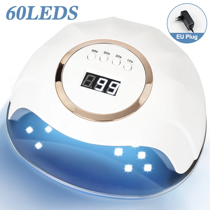 

60LED Nail Dryer For Manicure Fast Curing Nail Gel Polish 4 Timer Setting Nail Lamp With LCD Display Salon Use Nail Art Tools
