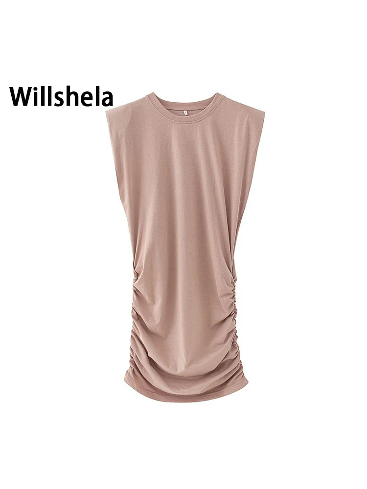 

New Summer Dress Women Draped shoulder pads slim fit Dress sleeveless Elegant Lady Casual Sexy Mini Dresses Femme Robe