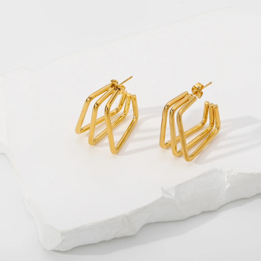 Модные висячие серьги из нержавеющей стали Hongtong для женщин 18-каратное