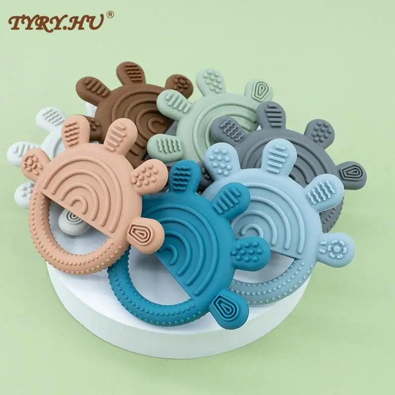 

3PC Baby Silicone Teether Scratching Toy Cartoon Five-Finger Pattern Soothing Teether Food Grade Baby Teething Stick Kid Toys