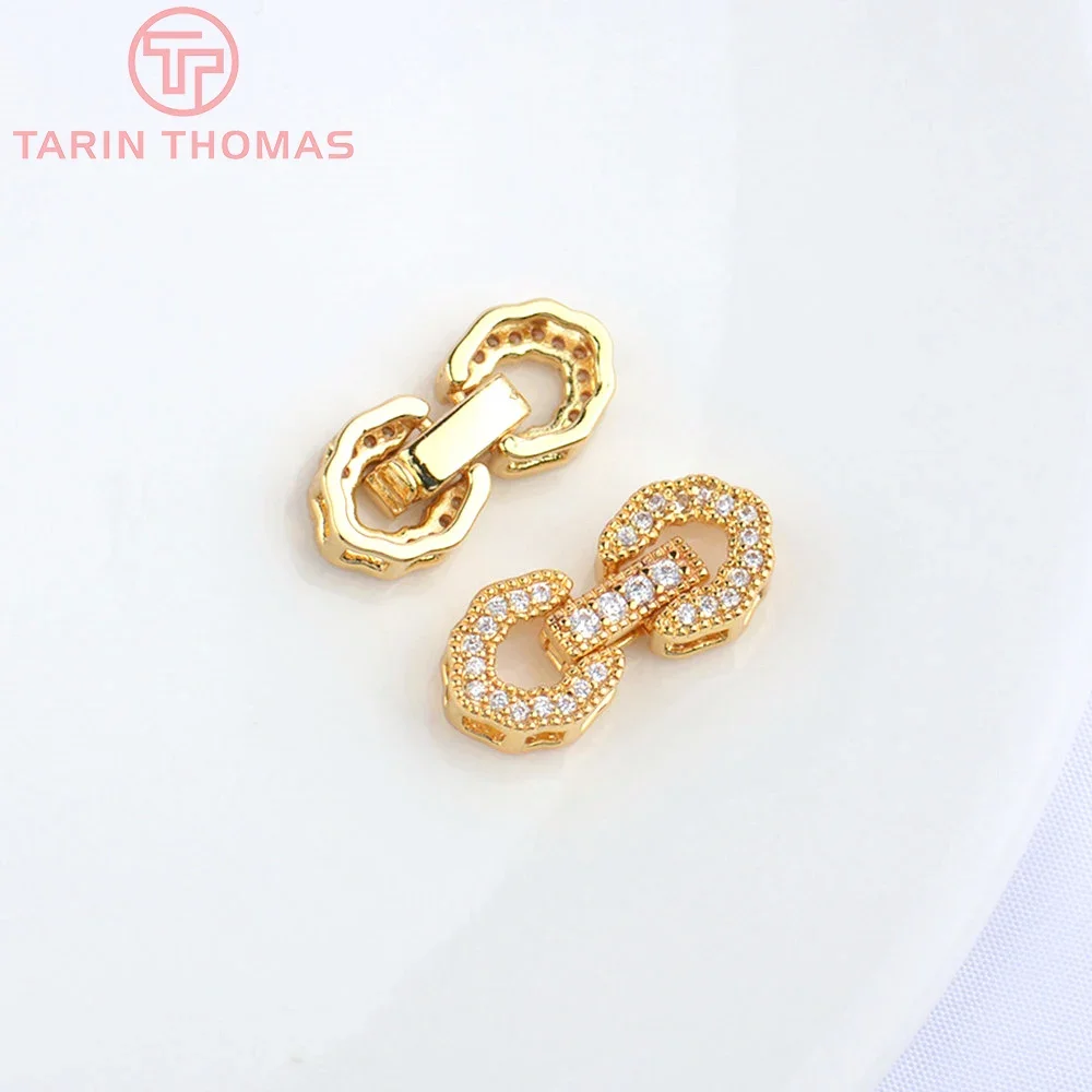 Латунные соединительные застежки для браслета и ожерелья с цирконом 4 шт. 8x5063 мм 24