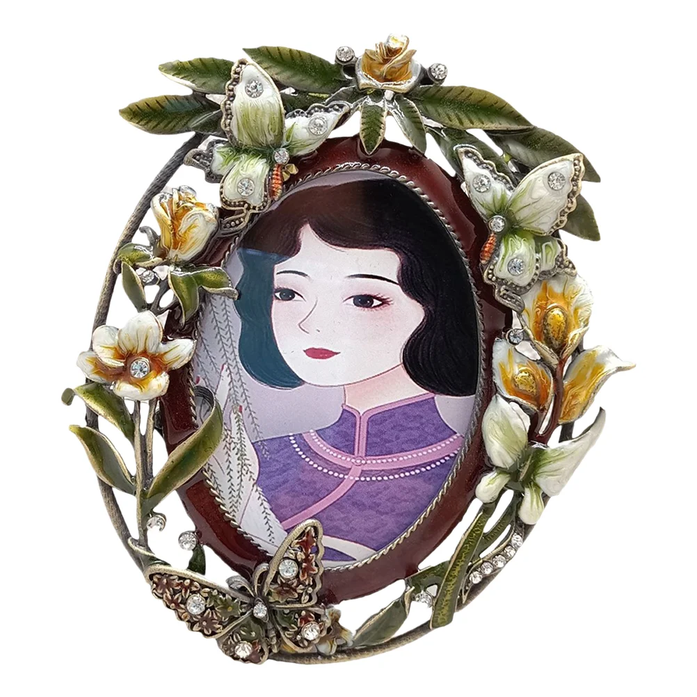 

Photo Picture Frame Desktop Oval Home Display Prop Retro Wedding Frames Vintage Holder Baroque Alloy Family