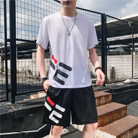 mens t shirt sports fashion set harajuku top t shirt color t shirt beach casual shorts set