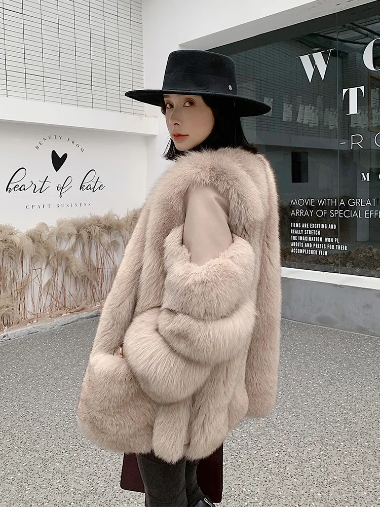 Imported Full Pelt Real Fox Fur Jacket Women's Mid-length Real Fur Coat Thicken Warm Genuine Fur Winter New Woman Parkas enlarge