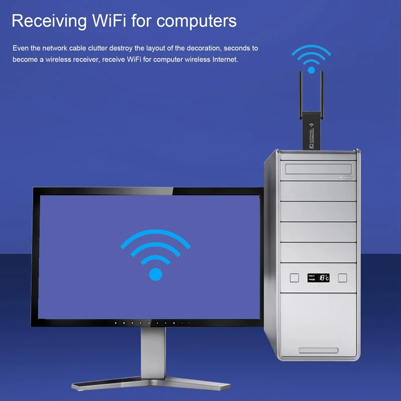 5G Dual Band USB3.0 Wireless Network Card 1300Mbps Wifi Adapter Driver-Free Desktop Computer Wifi Receiver