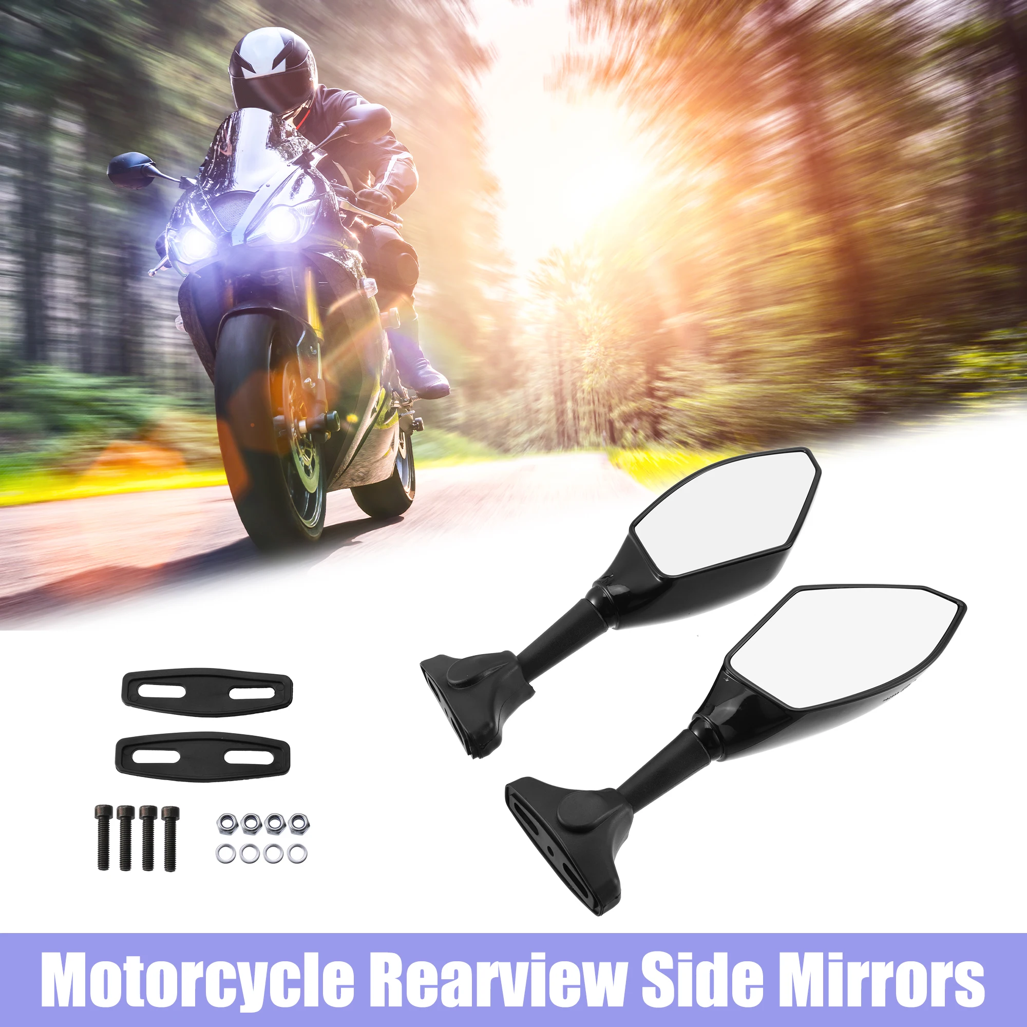 

Pair Motorcycle Rearview Side Mirrors with LED Turn Signals Light Universal for Honda CBR for Kawasaki for Yamaha