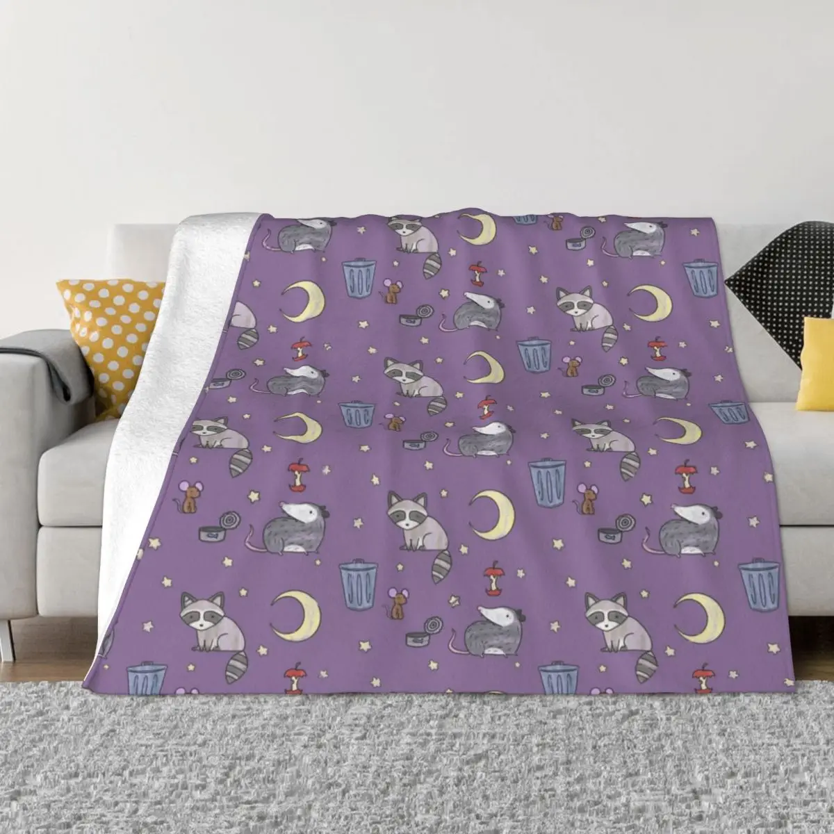 

Opossum Cartoon Plaid Blankets Sofa Cover Coral Fleece Plush Print Gift Thin Throw Blanket for Home Couch Plush Thin Quilt